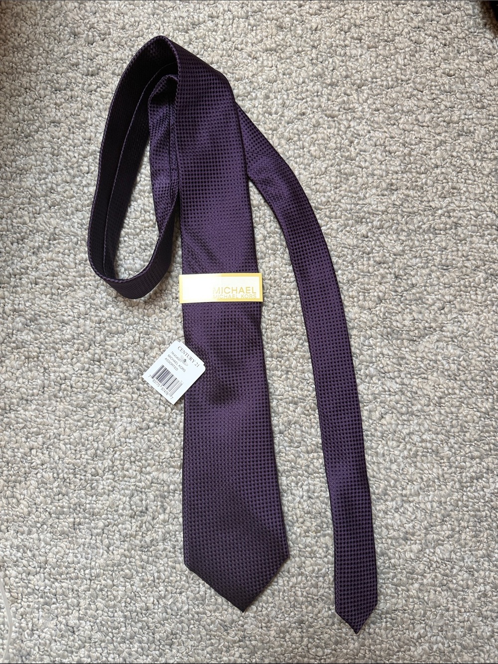 MICHAEL Michael Kors Men's Deep Purple Textured Silk Tie